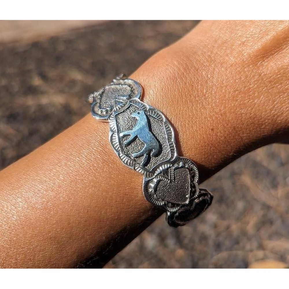 Navajo Bracelet Horse Cuff‎ Sterling Silver Native Am Jewelry sz 7in**